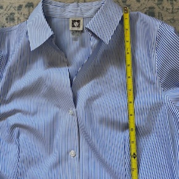 Anne Klein Blue Striped Button Down Shirt - Picture 6 of 9